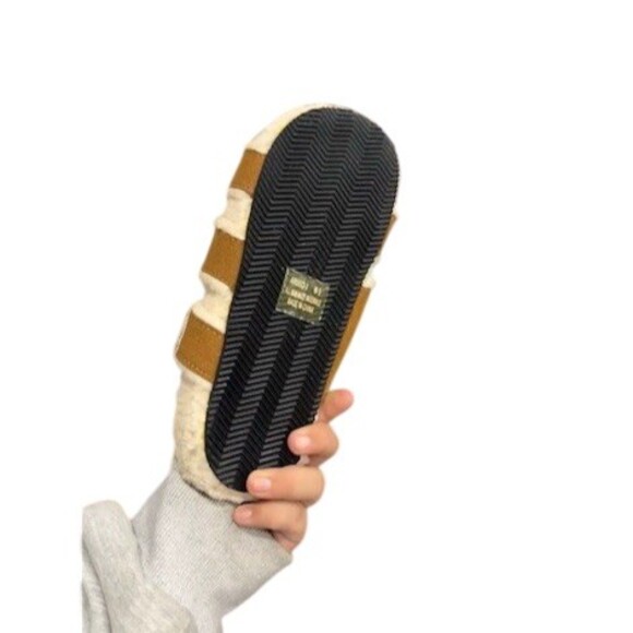 Slide Sandals Womens Brown H Strap Faux Fur Lined Flat new in box - Picture 3 of 3
